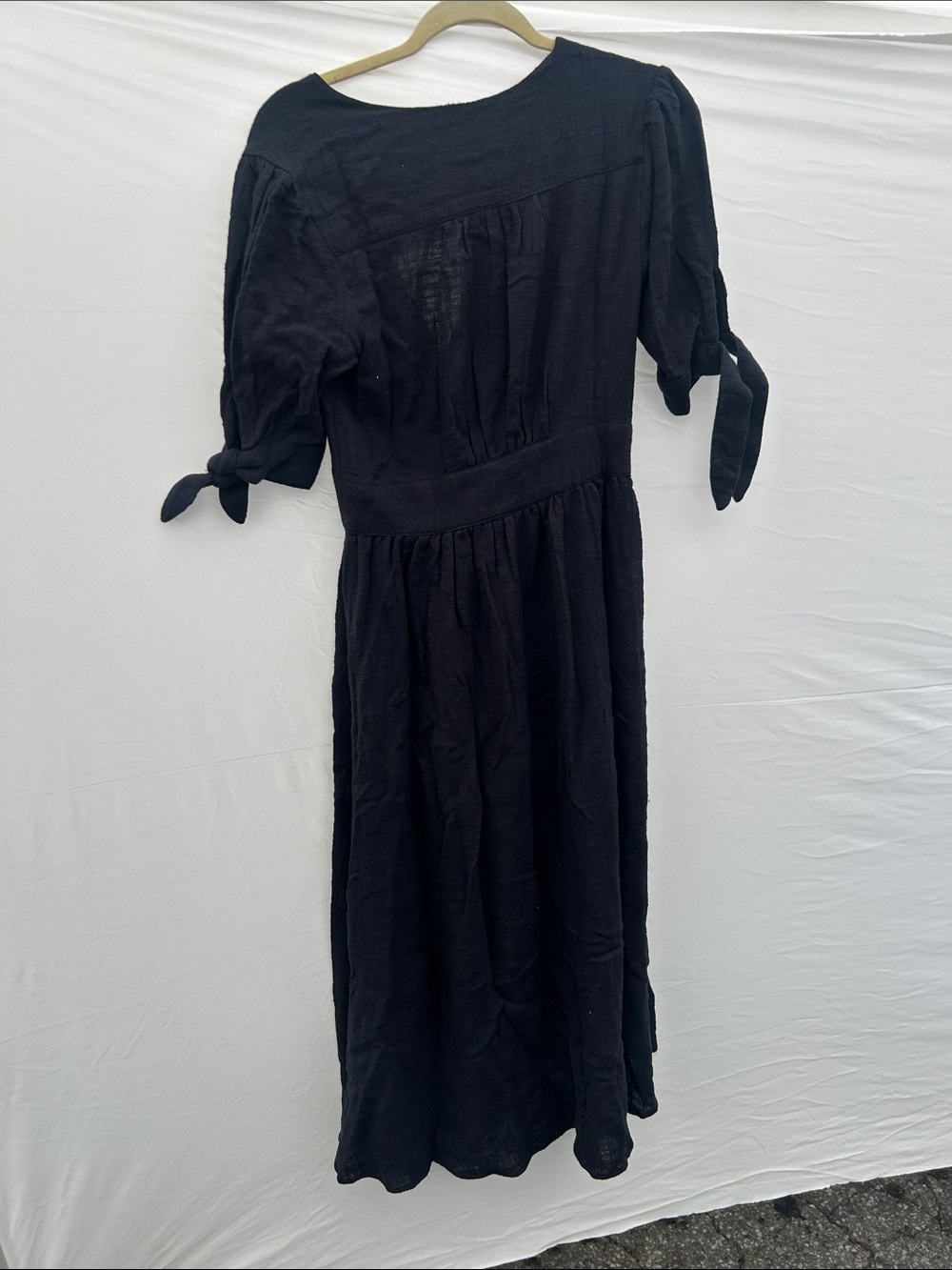 Free People Love in My life Midi Dress Blsck V Neck Button Up - Picture 4 of 4